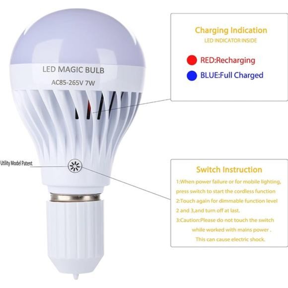 Rechargeable Light Bulbs, LED Magic Bulb with Remote Controller Warm White - Picture 6 of 6